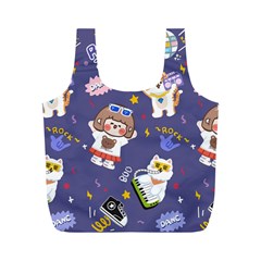 Girl Cartoon Background Pattern Full Print Recycle Bag (m) by Sudhe