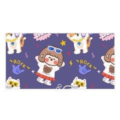 Girl Cartoon Background Pattern Satin Shawl 45  X 80  by Sudhe