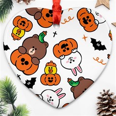 Illustration Pumpkin Bear Bat Bunny Chicken Ornament (heart)