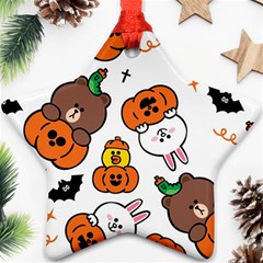 Illustration Pumpkin Bear Bat Bunny Chicken Ornament (star)