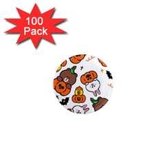 Illustration Pumpkin Bear Bat Bunny Chicken 1  Mini Magnets (100 Pack)  by Sudhe