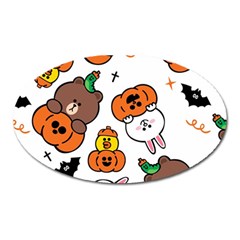 Illustration Pumpkin Bear Bat Bunny Chicken Oval Magnet by Sudhe