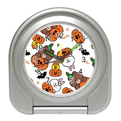 Illustration Pumpkin Bear Bat Bunny Chicken Travel Alarm Clock by Sudhe