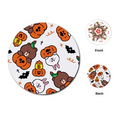 Illustration Pumpkin Bear Bat Bunny Chicken Playing Cards Single Design (round)