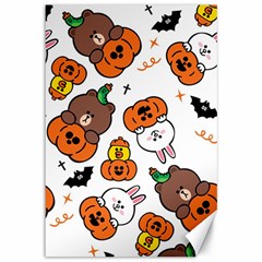 Illustration Pumpkin Bear Bat Bunny Chicken Canvas 12  X 18  by Sudhe