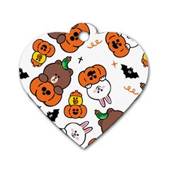 Illustration Pumpkin Bear Bat Bunny Chicken Dog Tag Heart (one Side) by Sudhe