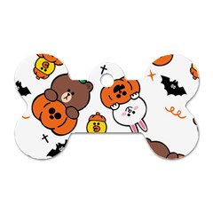 Illustration Pumpkin Bear Bat Bunny Chicken Dog Tag Bone (two Sides) by Sudhe