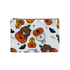 Illustration Pumpkin Bear Bat Bunny Chicken Cosmetic Bag (medium) by Sudhe