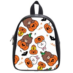 Illustration Pumpkin Bear Bat Bunny Chicken School Bag (small) by Sudhe