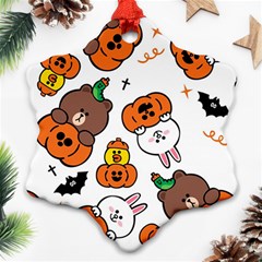 Illustration Pumpkin Bear Bat Bunny Chicken Ornament (snowflake)