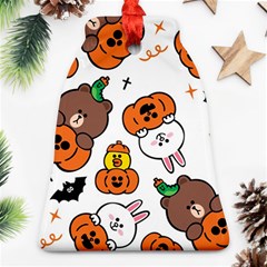 Illustration Pumpkin Bear Bat Bunny Chicken Bell Ornament (two Sides)