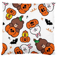 Illustration Pumpkin Bear Bat Bunny Chicken Large Cushion Case (one Side) by Sudhe