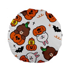 Illustration Pumpkin Bear Bat Bunny Chicken Standard 15  Premium Round Cushions by Sudhe