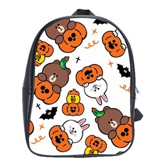 Illustration Pumpkin Bear Bat Bunny Chicken School Bag (xl) by Sudhe