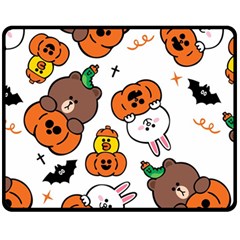 Illustration Pumpkin Bear Bat Bunny Chicken Double Sided Fleece Blanket (medium)  by Sudhe