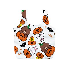 Illustration Pumpkin Bear Bat Bunny Chicken Full Print Recycle Bag (s) by Sudhe