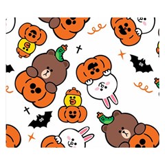 Illustration Pumpkin Bear Bat Bunny Chicken Double Sided Flano Blanket (small)  by Sudhe