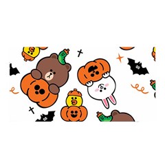 Illustration Pumpkin Bear Bat Bunny Chicken Satin Wrap 35  X 70  by Sudhe