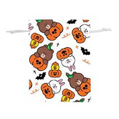 Illustration Pumpkin Bear Bat Bunny Chicken Lightweight Drawstring Pouch (l) by Sudhe