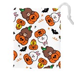 Illustration Pumpkin Bear Bat Bunny Chicken Drawstring Pouch (4XL) Front