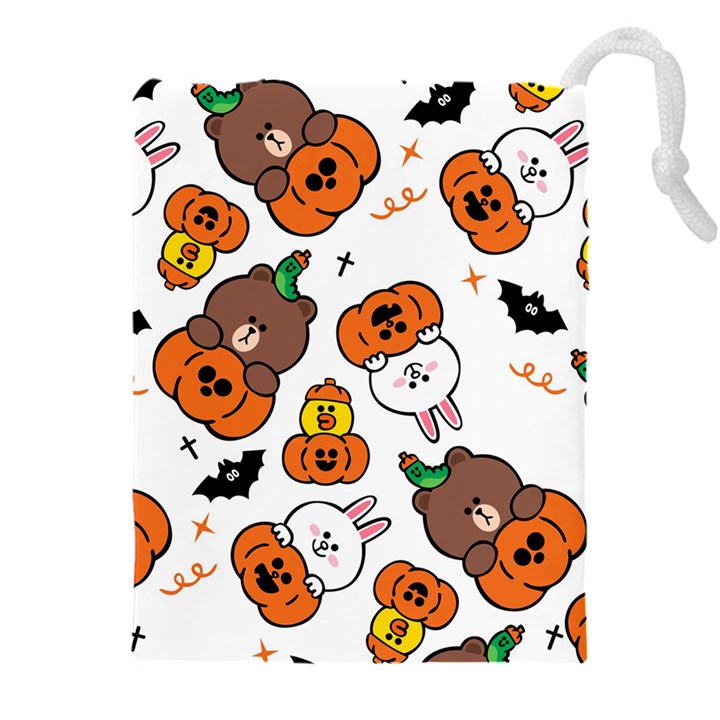 Illustration Pumpkin Bear Bat Bunny Chicken Drawstring Pouch (4XL)