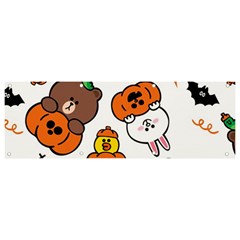 Illustration Pumpkin Bear Bat Bunny Chicken Banner And Sign 9  X 3  by Sudhe