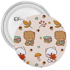 Illustration Bear Cartoon Background Pattern 3  Buttons by Sudhe