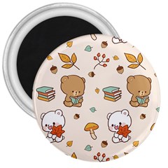 Illustration Bear Cartoon Background Pattern 3  Magnets by Sudhe