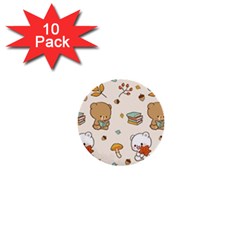 Illustration Bear Cartoon Background Pattern 1  Mini Buttons (10 Pack)  by Sudhe