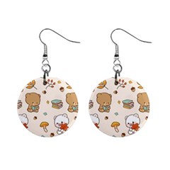 Illustration Bear Cartoon Background Pattern Mini Button Earrings by Sudhe