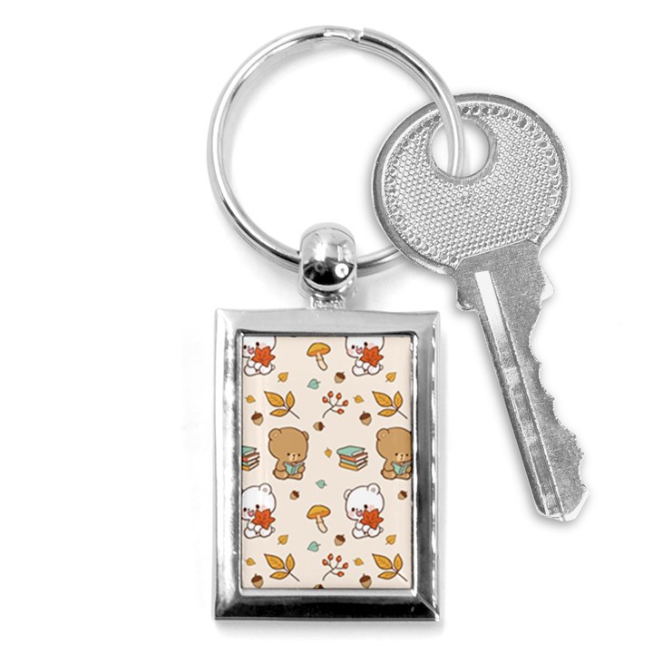 Illustration Bear Cartoon Background Pattern Key Chain (Rectangle)