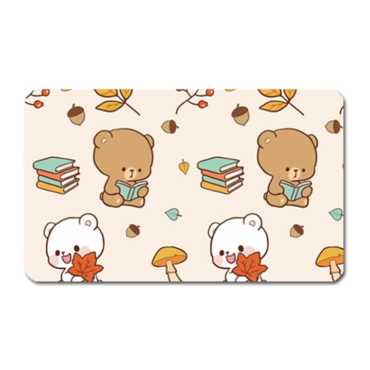 Illustration Bear Cartoon Background Pattern Magnet (Rectangular)