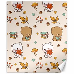 Illustration Bear Cartoon Background Pattern Canvas 8  X 10  by Sudhe