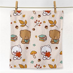 Illustration Bear Cartoon Background Pattern Face Towel by Sudhe