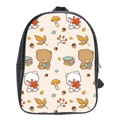 Illustration Bear Cartoon Background Pattern School Bag (large) by Sudhe