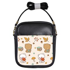 Illustration Bear Cartoon Background Pattern Girls Sling Bag by Sudhe