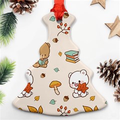 Illustration Bear Cartoon Background Pattern Christmas Tree Ornament (two Sides)