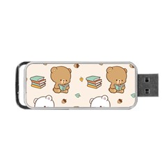 Illustration Bear Cartoon Background Pattern Portable Usb Flash (one Side) by Sudhe