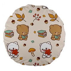 Illustration Bear Cartoon Background Pattern Large 18  Premium Round Cushions by Sudhe