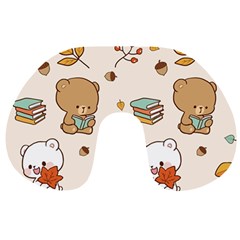 Illustration Bear Cartoon Background Pattern Travel Neck Pillow by Sudhe