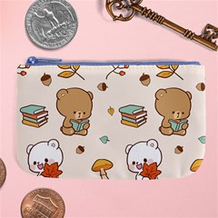 Illustration Bear Cartoon Background Pattern Large Coin Purse by Sudhe