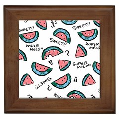 Illustration Watermelon Fruit Sweet Slicee Framed Tile by Sudhe