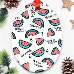 Illustration Watermelon Fruit Sweet Slicee Ornament (oval)