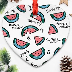 Illustration Watermelon Fruit Sweet Slicee Ornament (heart)