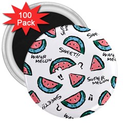 Illustration Watermelon Fruit Sweet Slicee 3  Magnets (100 Pack) by Sudhe