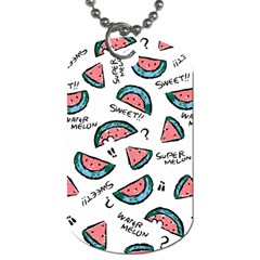 Illustration Watermelon Fruit Sweet Slicee Dog Tag (one Side) by Sudhe