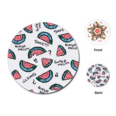 Illustration Watermelon Fruit Sweet Slicee Playing Cards Single Design (round)