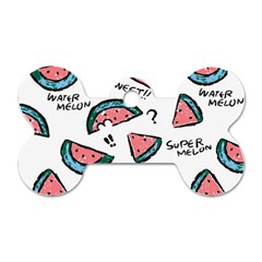 Illustration Watermelon Fruit Sweet Slicee Dog Tag Bone (two Sides) by Sudhe