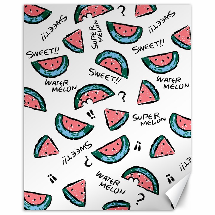 Illustration Watermelon Fruit Sweet Slicee Canvas 11  x 14 