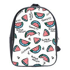 Illustration Watermelon Fruit Sweet Slicee School Bag (large) by Sudhe